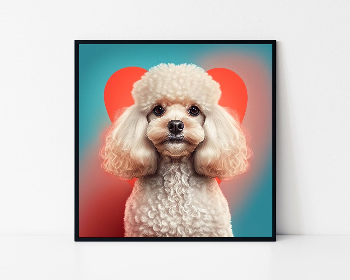 White Poodle Dog With Big Red Heart Pop Art Cute Dog Lover Poster