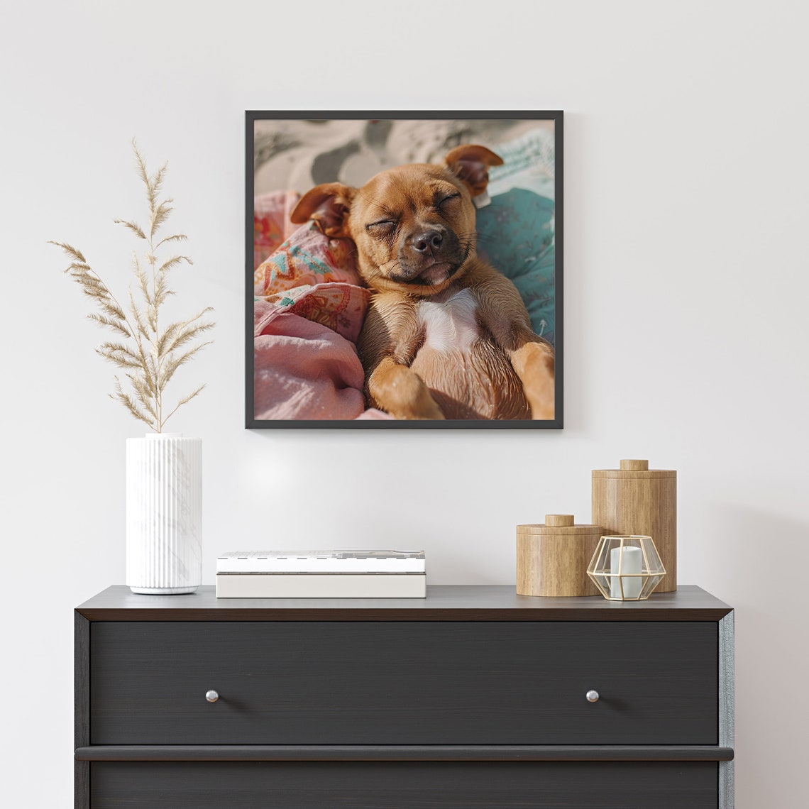 Sleeping Puppy Sunbathing Happy Brown Dog Napping Peaceful Poster - Image 2