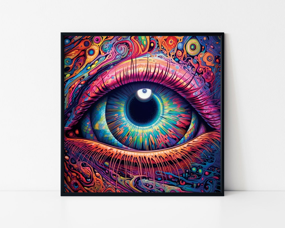 Psychedelic Eye Close Up Trippy Colorful Visionary Art Poster