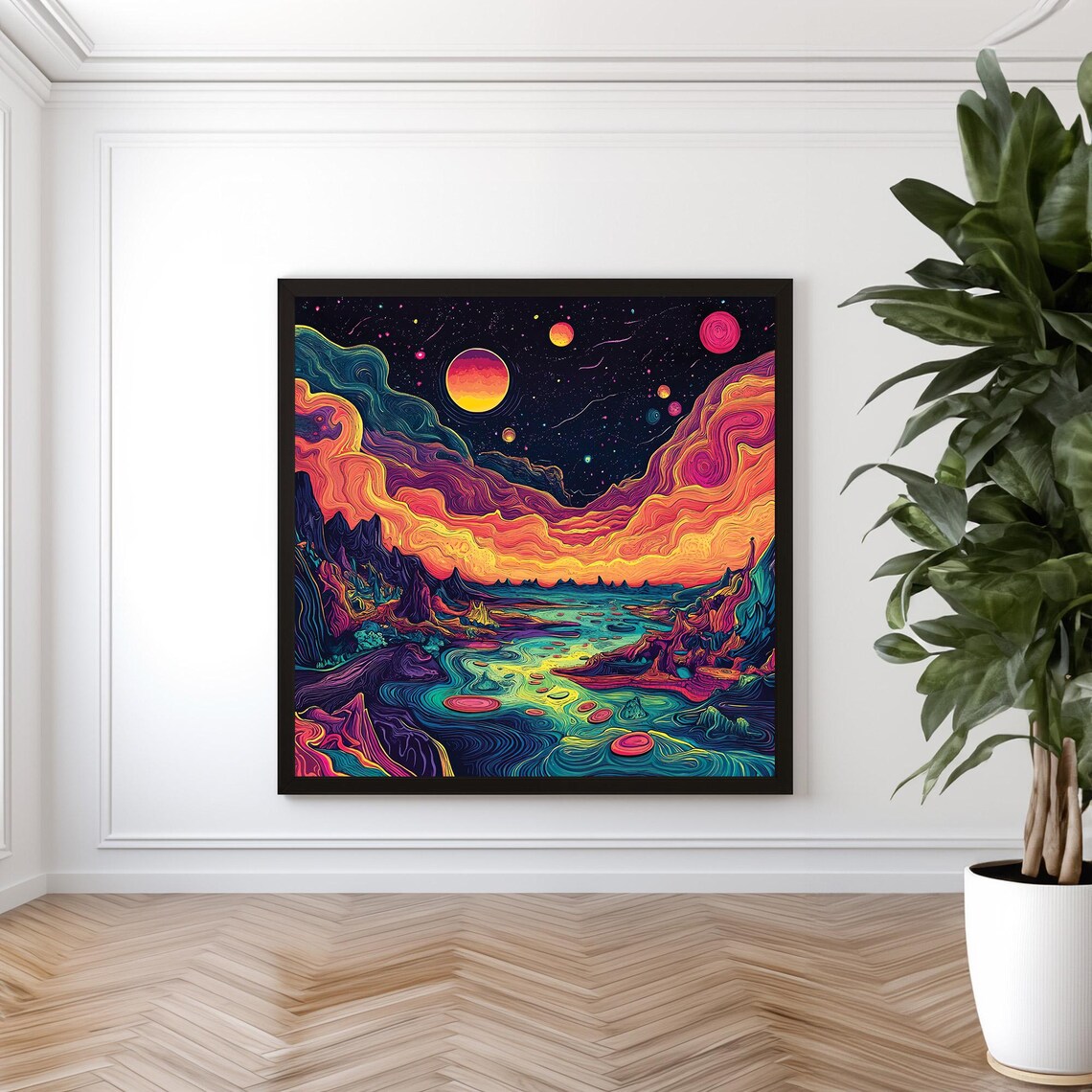 Colorful Psychedelic Mountain And River Framed Poster Psychedelic Wall Art Trippy Wall Art Poster Psychedelic Visual Journey - Image 5