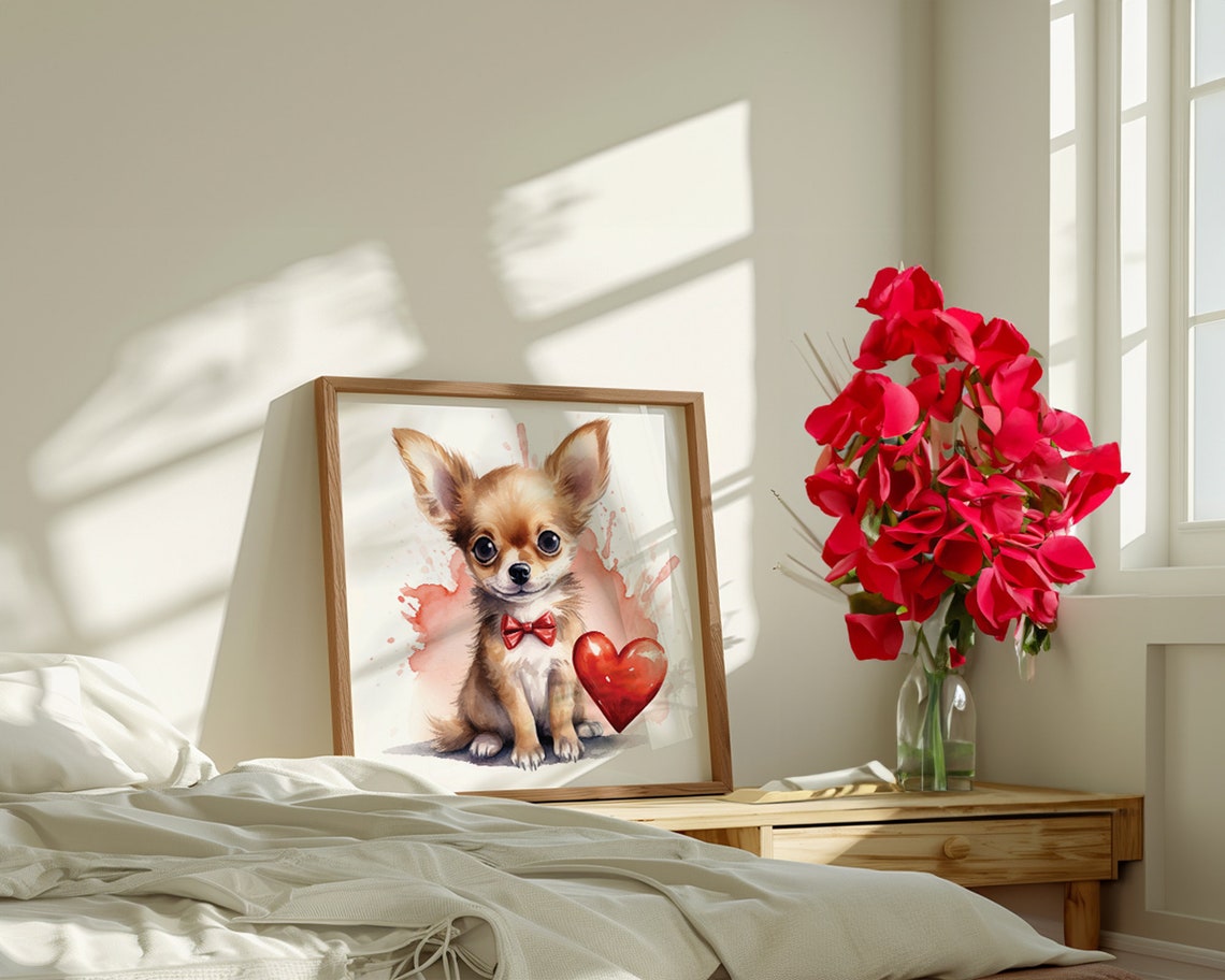 Watercolor Cute Chihuahua Chihuahua Framed Poster Cute Dog Watercolor Painting Chihuahua Art Dog Wall Art Dog Lover Gifts Lovely Dog - Image 3