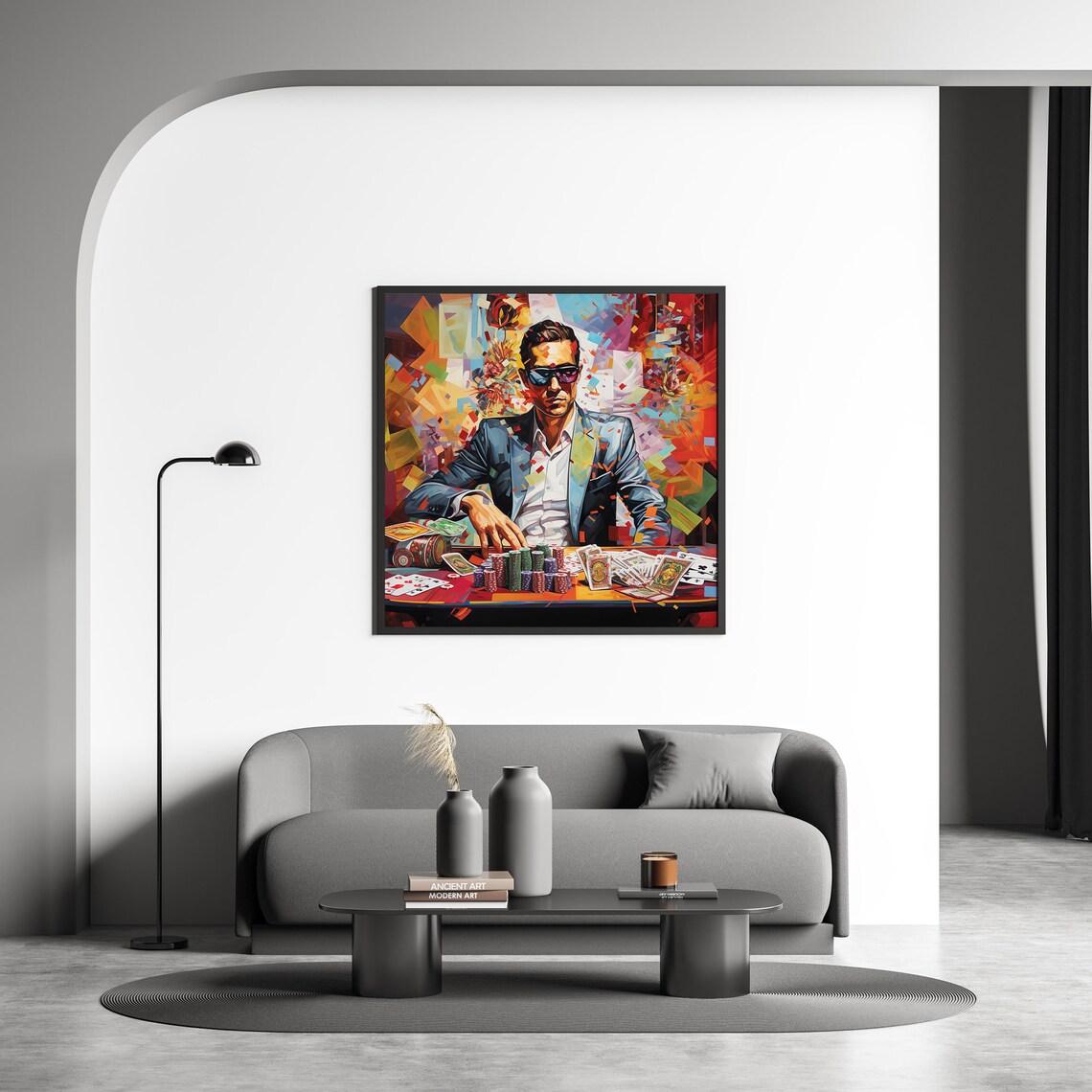 Man Playing Poker Colorful Abstract Casino Card Player Art Poster - Image 2