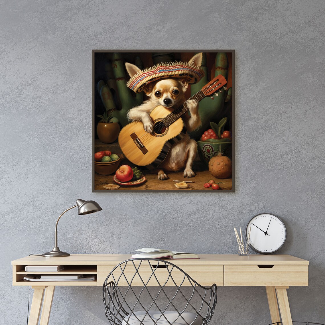 Chihuahua In Sombrero Playing Guitar Funny Mexican Dog Poster - Image 2