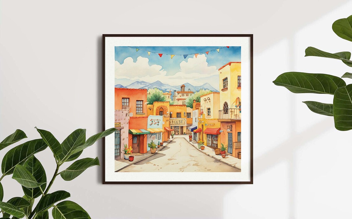 Santa Fe Watercolor Illustration, New Mexico Art Print - Image 5