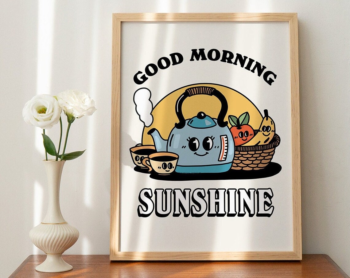 Retro Breakfast Illustration, Vintage Kettle Poster - Image 2