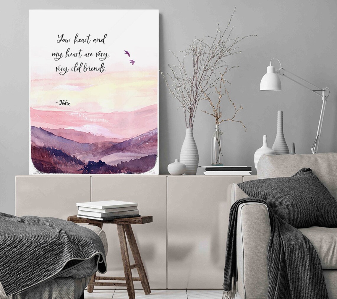 Hafiz Your Heart And My Heart Are Very Old Friends Quote Art Poster - Image 3