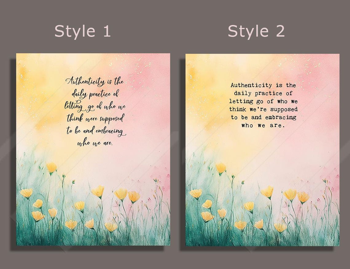 Brene Brown Authenticity Daily Practice Wildflower Meadow Quote Poster - Image 2