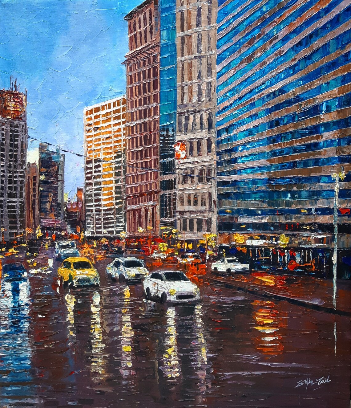 Chicago Wall Art Modern Art Oil Painting Large Wall Art Chicago Art Original Painting Painting On House Warming Gifts - Image 3