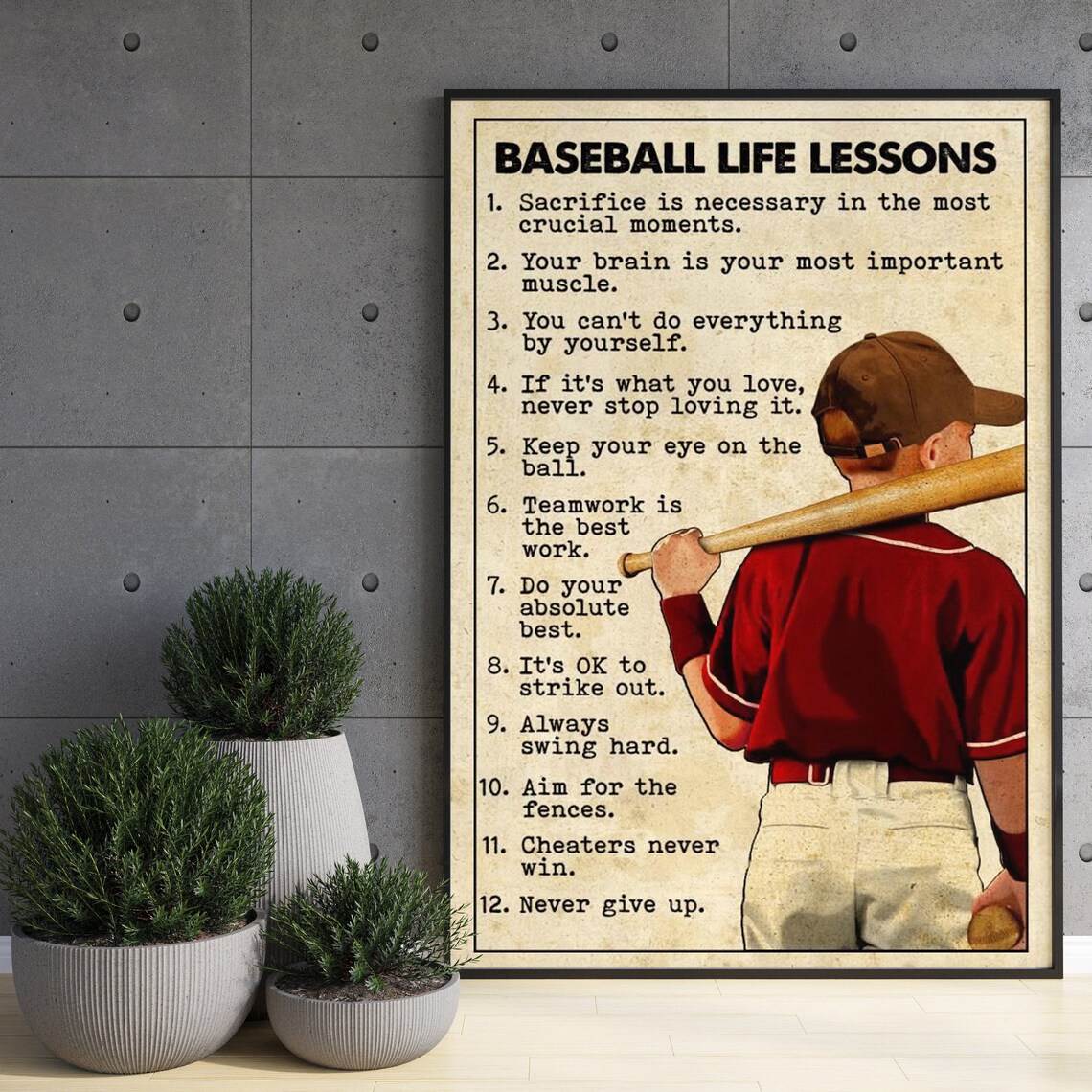 Personalized Baseball Life Lesson Poster, Gift For Boy - Image 3