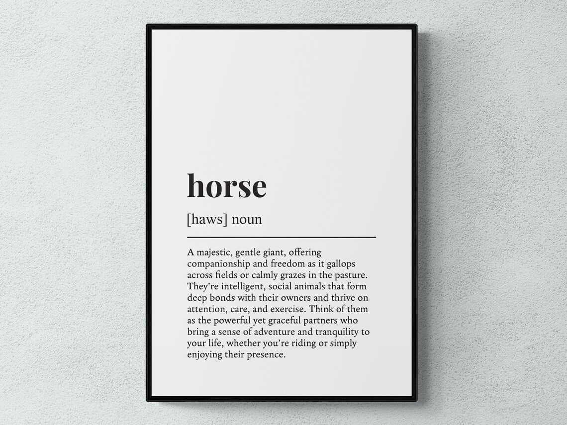Horse Funny Definition Pet Gift Art Print