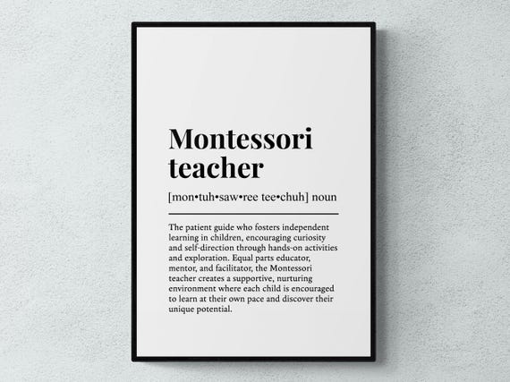 Montessori Teacher Funny Definition Job Work Gift Wall Art Print