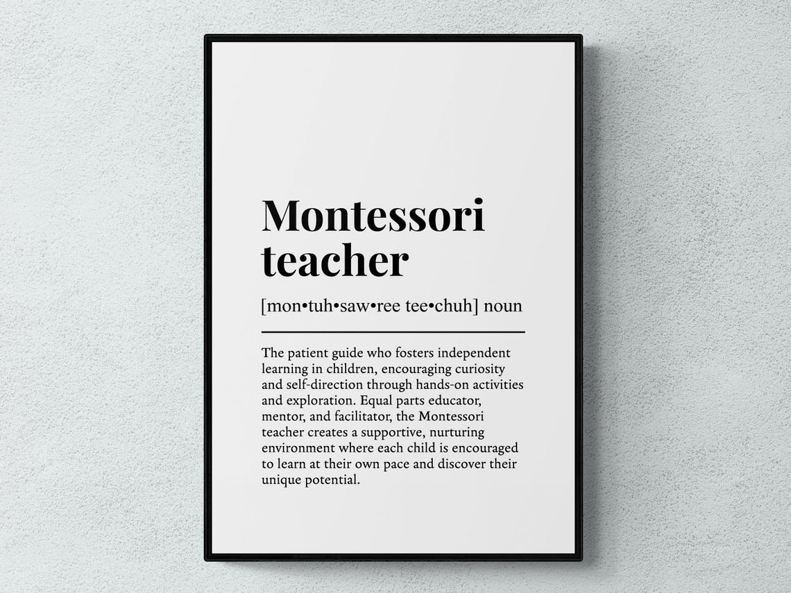 Montessori Teacher Funny Definition Job Work Gift Wall Art Print