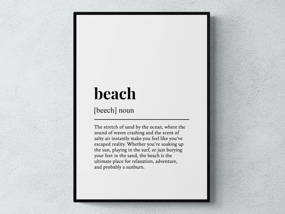 Beach Funny Definition Gift Wall Art Print