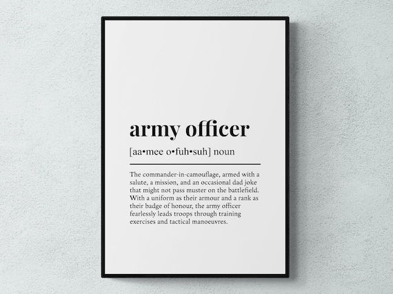 Army Officer Funny Definition Job Work Gift Wall Art Print