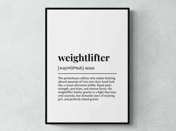 Weightlifter Funny Definition Sport Gift Wall Art Print