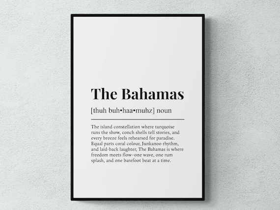 The Bahamas Dictionary Definition Tropical Typography Minimalist Poster
