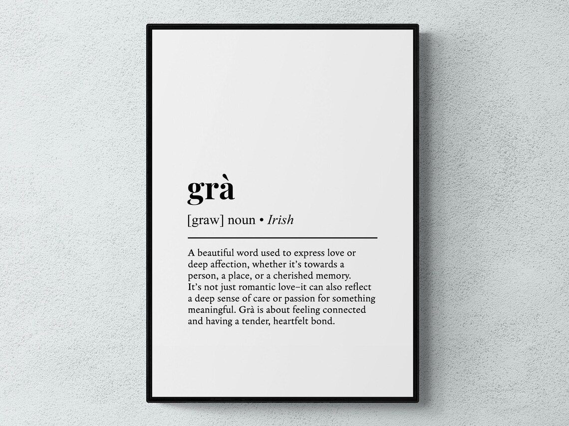 Gra Irish Word Definition Wall Art Print