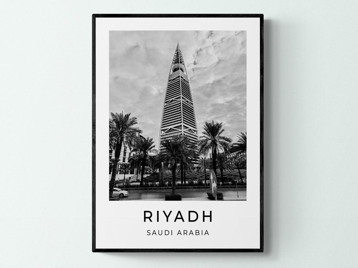 Riyadh Saudi Arabia Al Faisaliyah Pyramid Tower Skyline Travel Poster