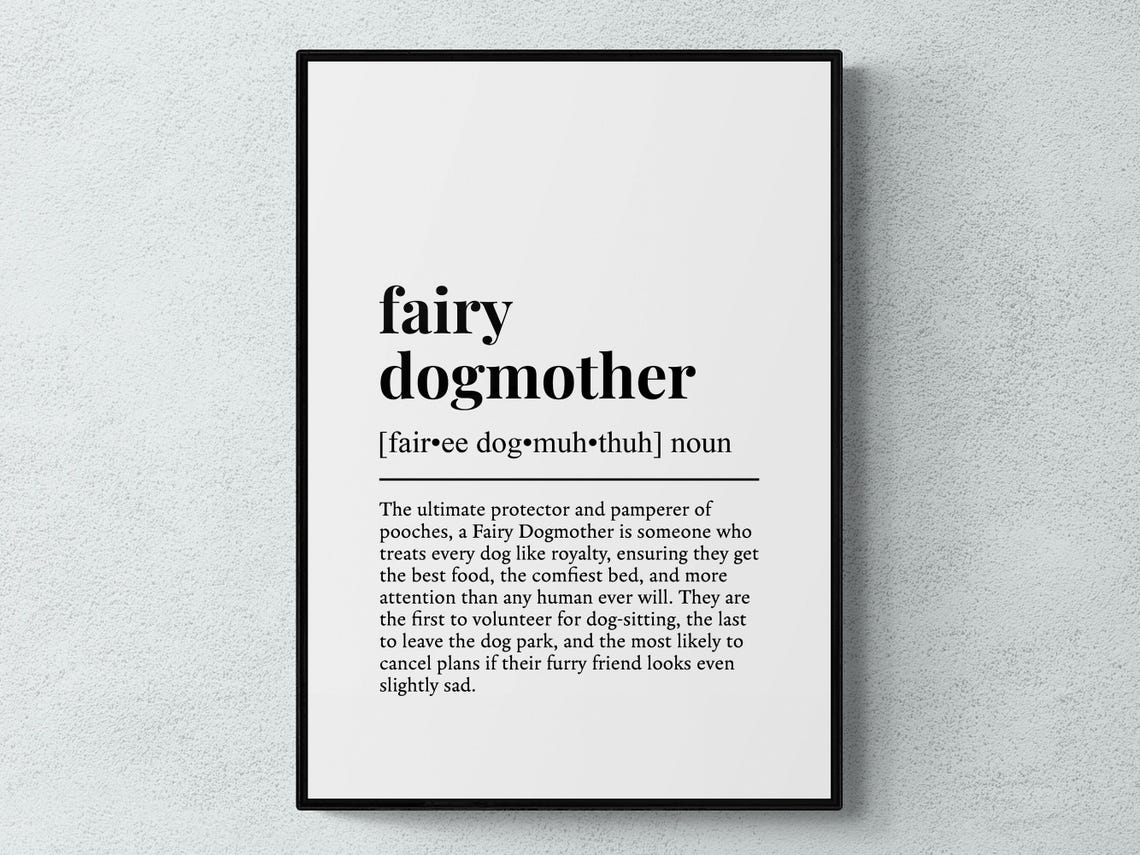 Fairy Dogmother Funny Dictionary Definition Dog Mom Gift Poster