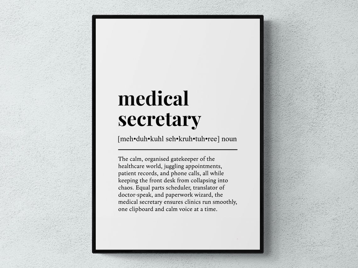 Medical Secretary Funny Definition Job Work Gift Wall Art Print