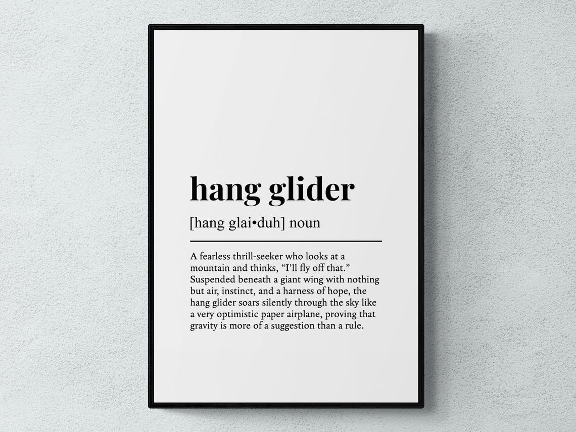 Hang Glider Funny Definition Sport Gift Wall Art Print