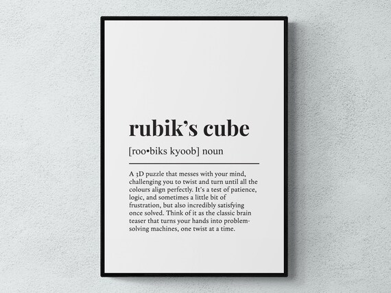 Rubiks Cube Funny Definition Hobby Gift Wall Art Print