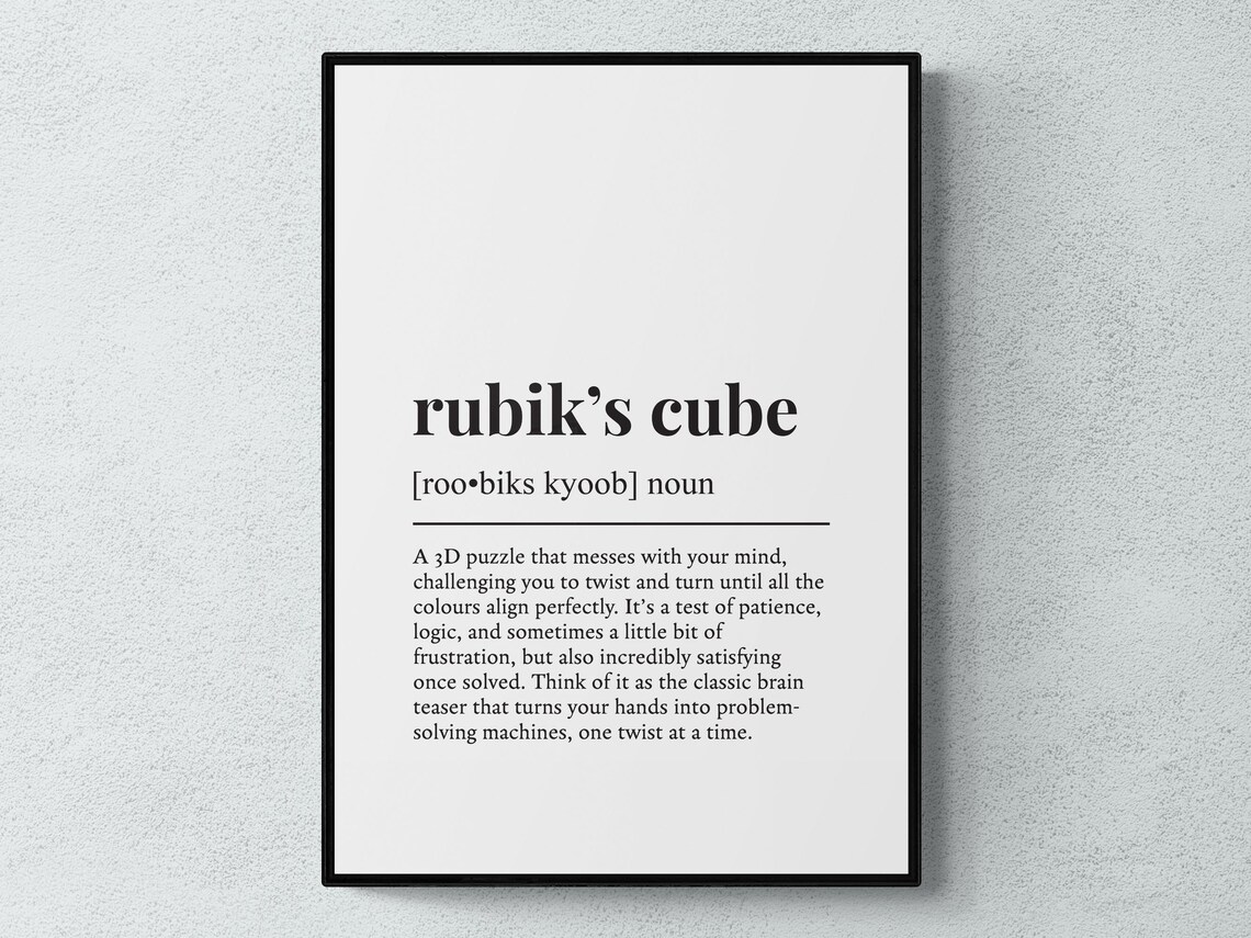 Rubiks Cube Funny Definition Hobby Gift Wall Art Print