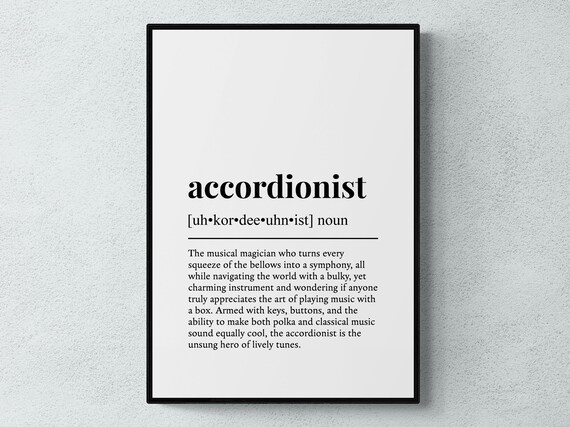 Accordionist Funny Definition Hobby Gift Wall Art Print