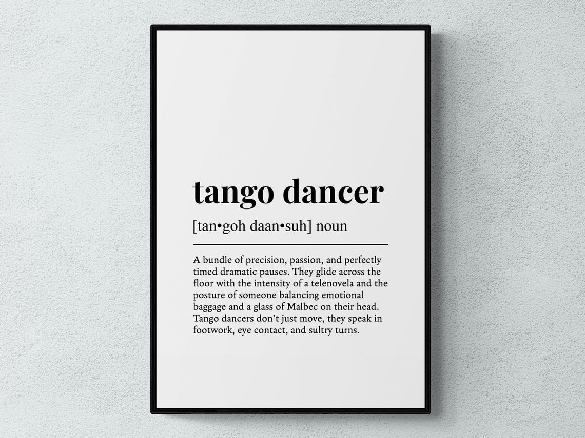 Tango Dancer Funny Dictionary Definition Minimalist Dance Poster