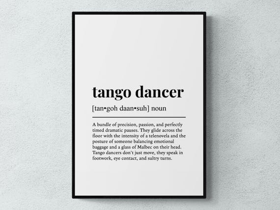 Tango Dancer Funny Definition Dance Gift Wall Art Print