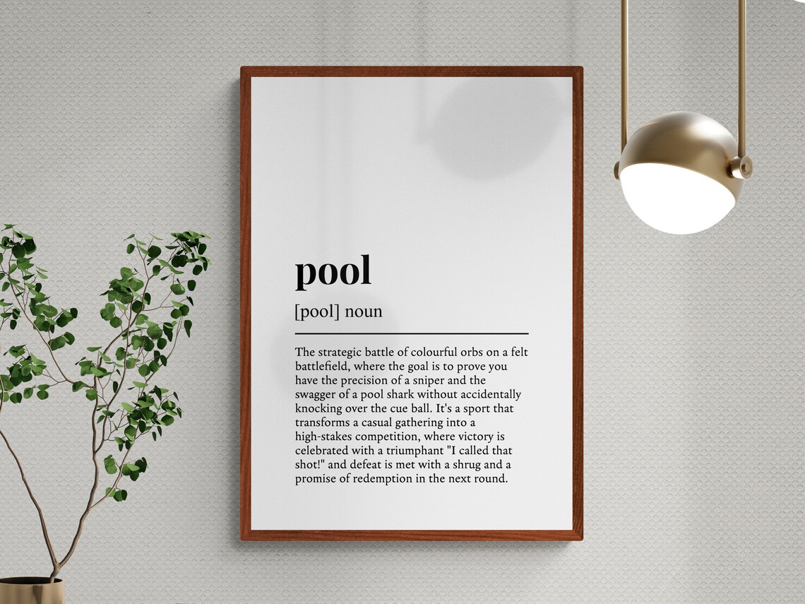 Pool Definition Funny Hobby Gift Wall Art Print - Image 3