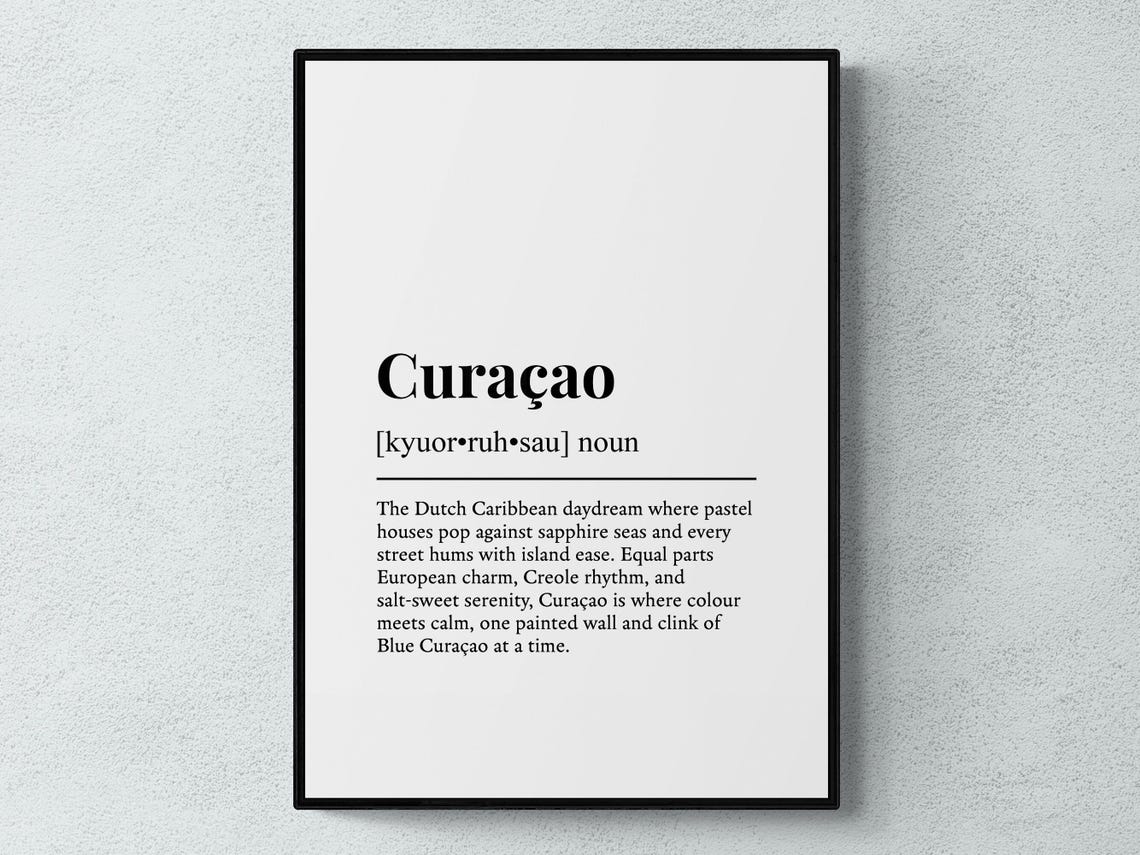 Curacao Caribbean Dictionary Definition Typography Minimalist Poster