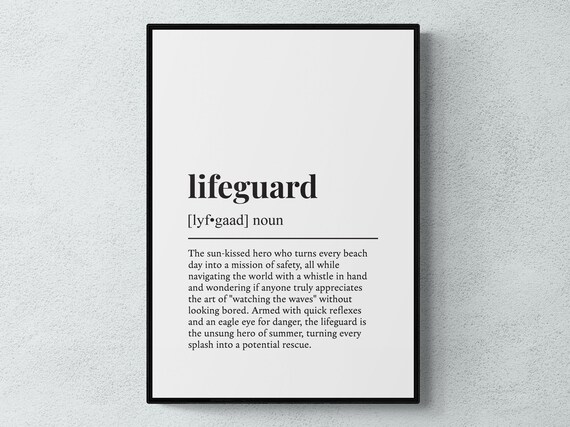 Lifeguard Funny Definition Job Work Gift Wall Art Print