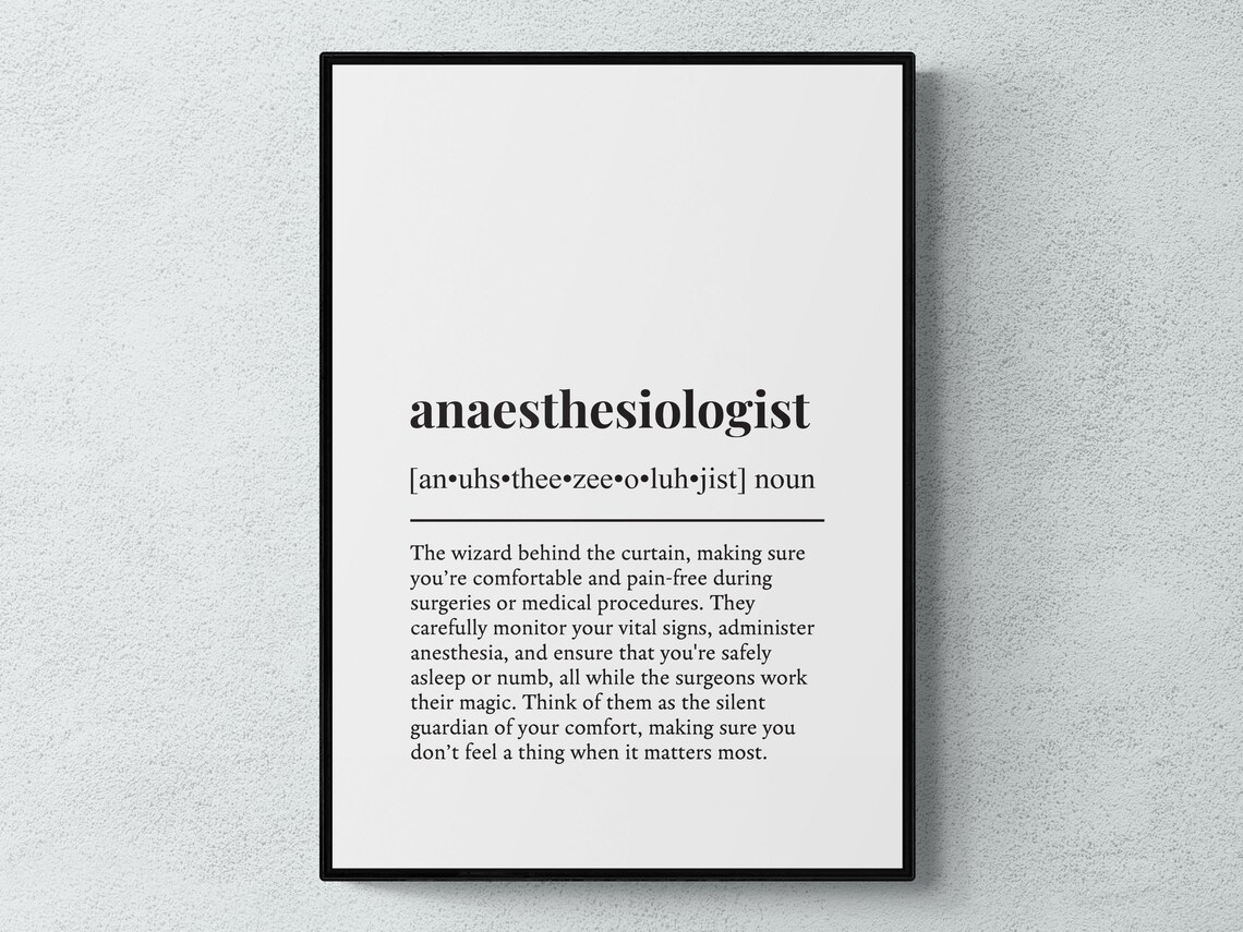 Anaesthesiologist Funny Definition Job Work Gift Wall Art Print