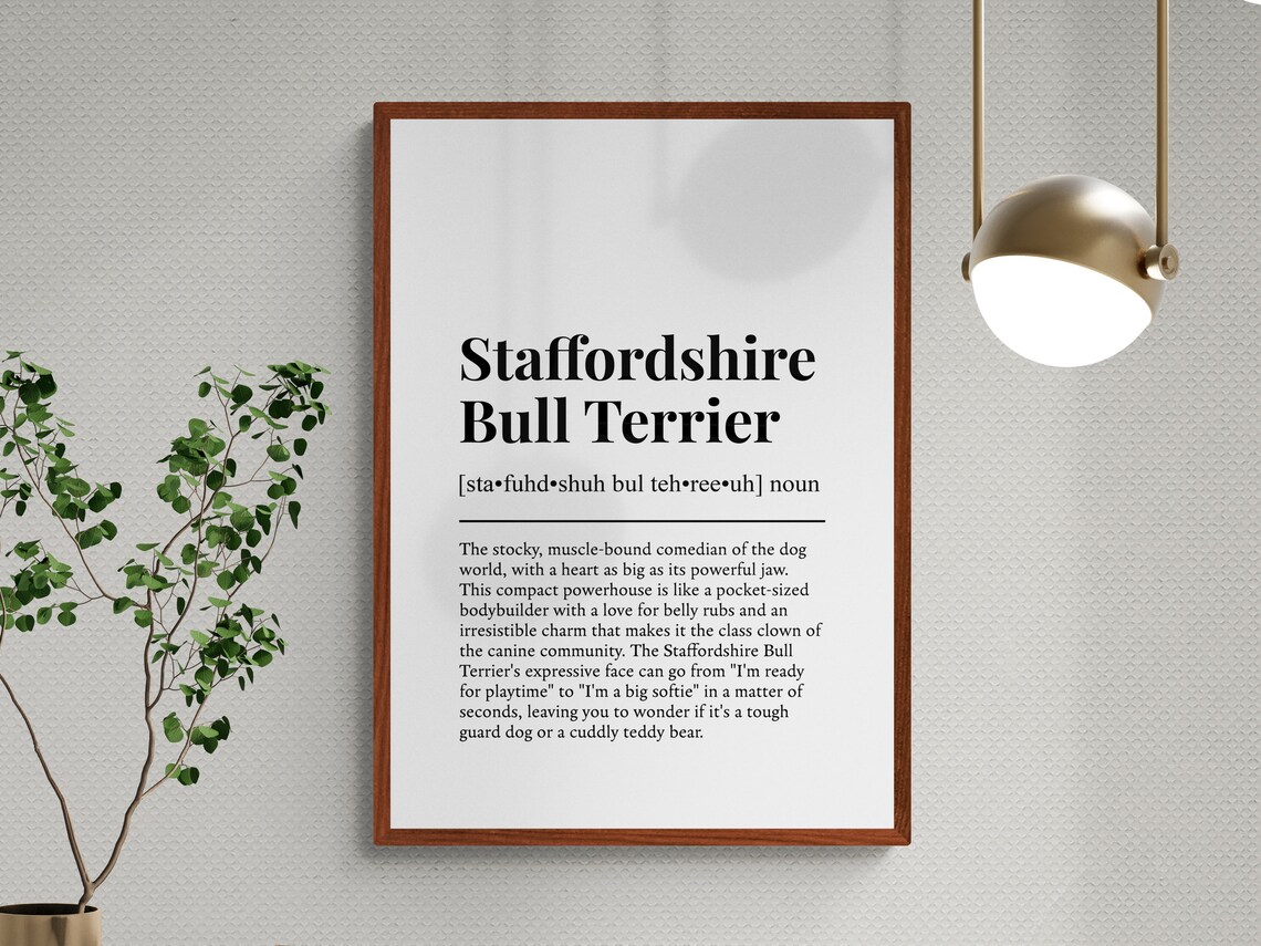 Staffordshire Bull Terrier Funny Definition Art Print - Image 3