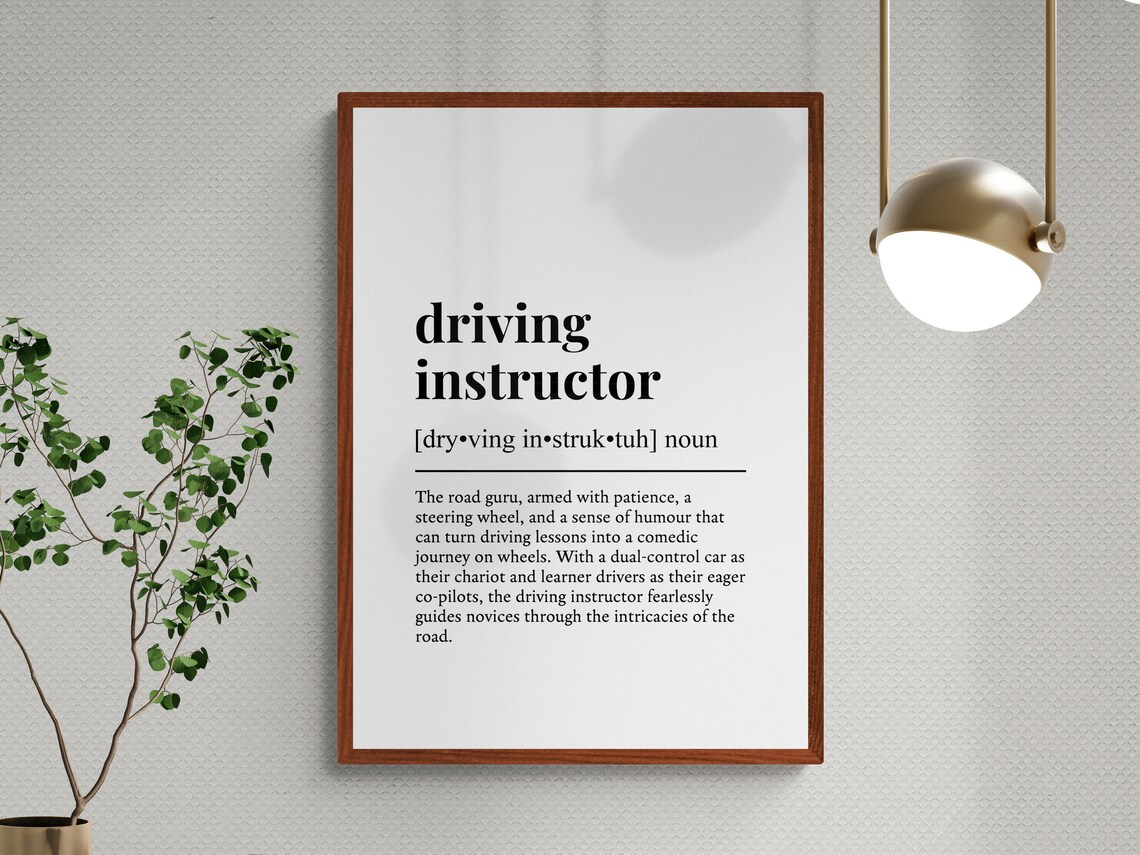 Driving Instructor Funny Definition Job Work Gift Wall Art Print - Image 3
