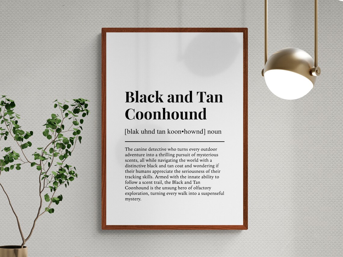 Black And Tan Coonhound Funny Definition Art Print - Image 3