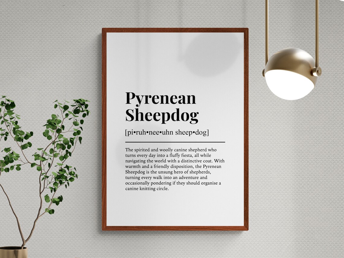 Pyrenean Sheepdog Funny Definition Typography Breed Wall Art Poster - Image 3