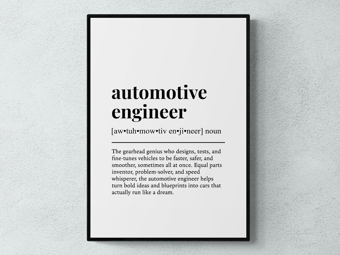 Automotive Engineer Definition Dictionary Style Graduation Poster