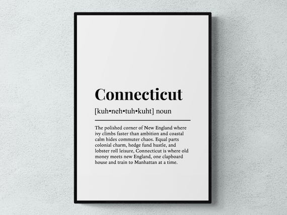 Connecticut Funny Definition Usa Gift Wall Art Print
