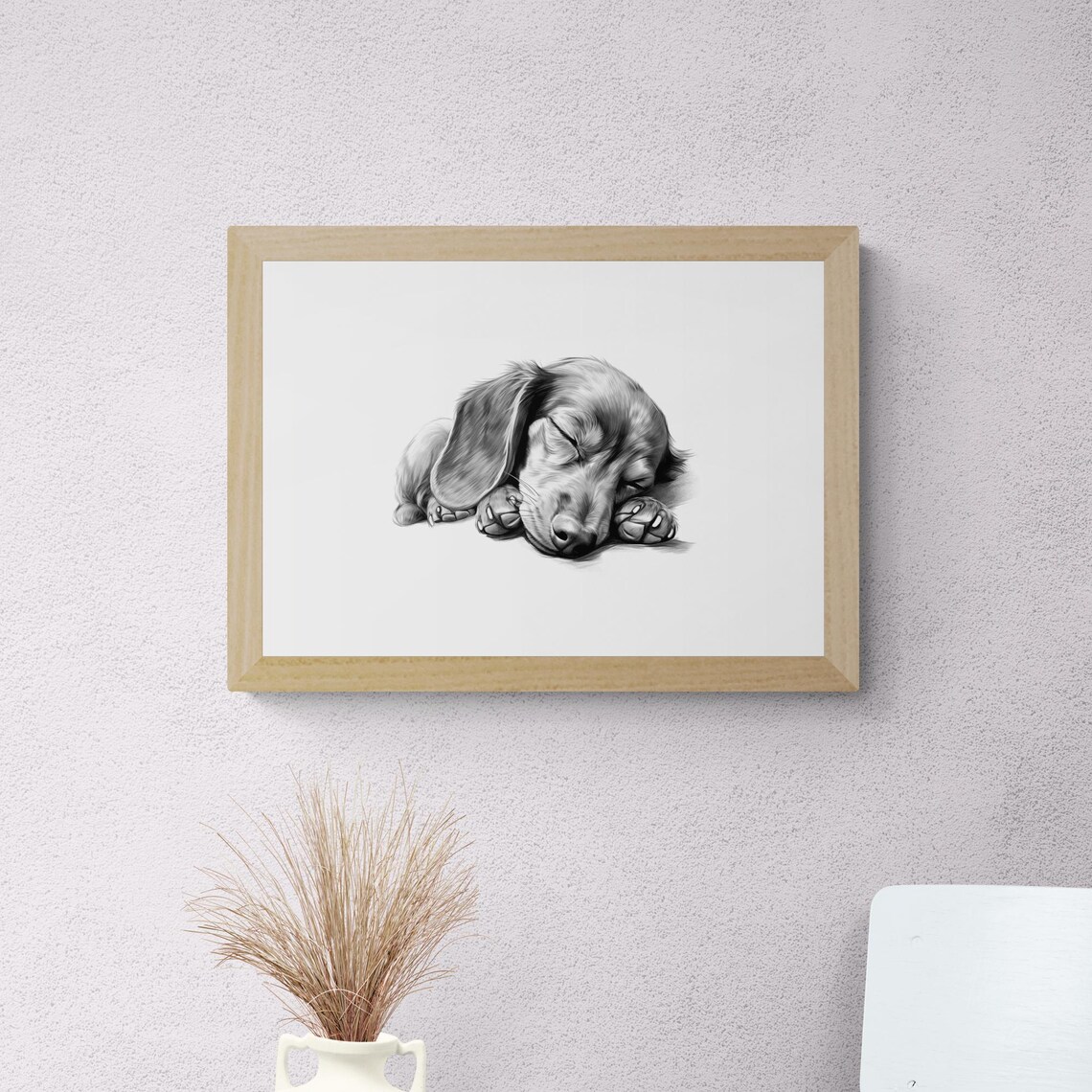 Sleeping Dachshund Vintage Dog Sketch Art Print - Image 2