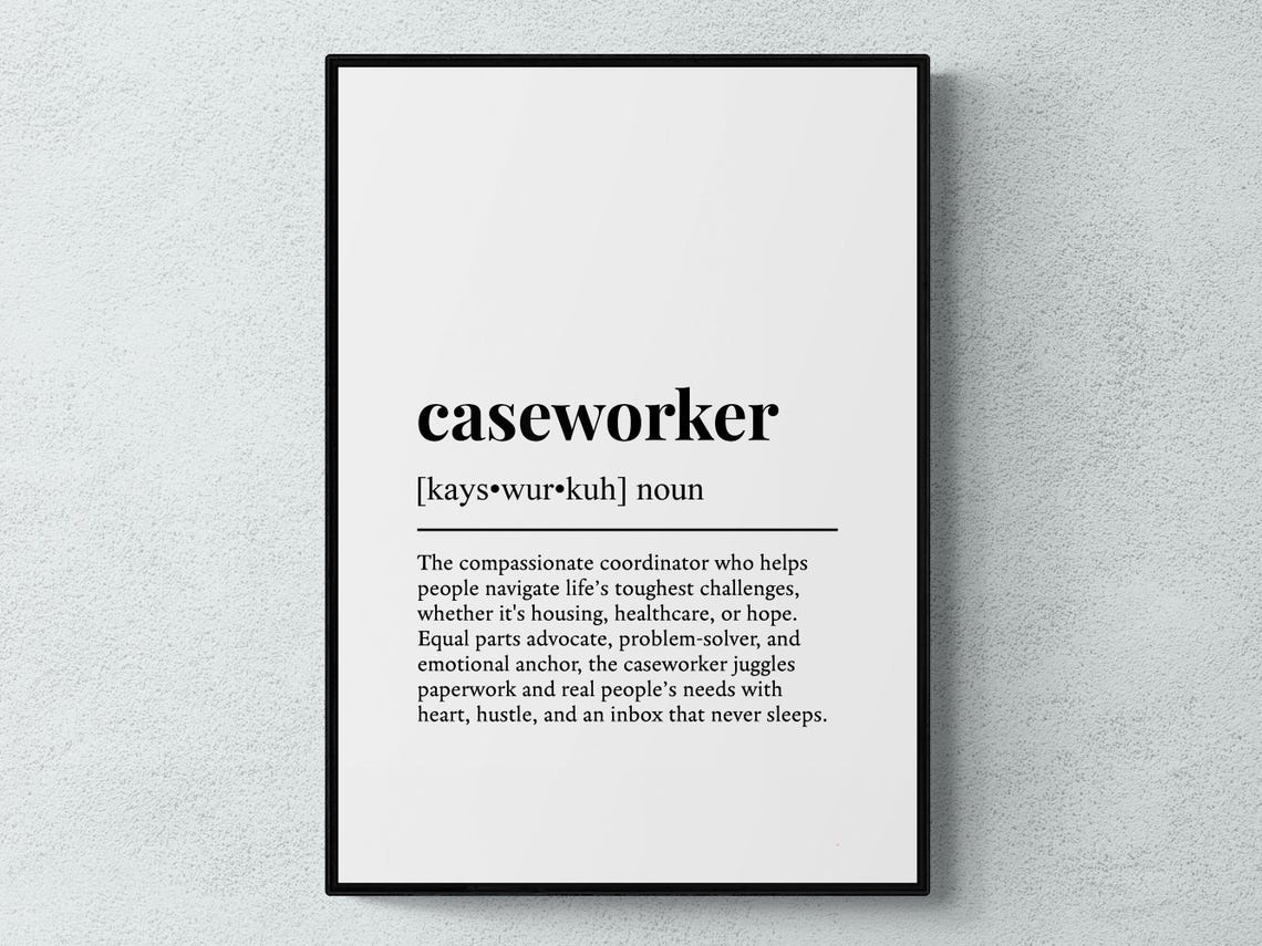 Caseworker Funny Definition Job Work Gift Wall Art Print