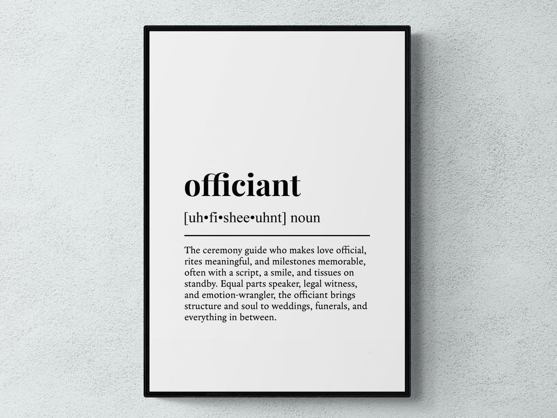 Officiant Funny Definition Job Work Gift Wall Art Print