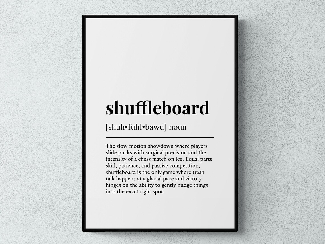 Shuffleboard Funny Noun Definition Gift Poster for Game Players