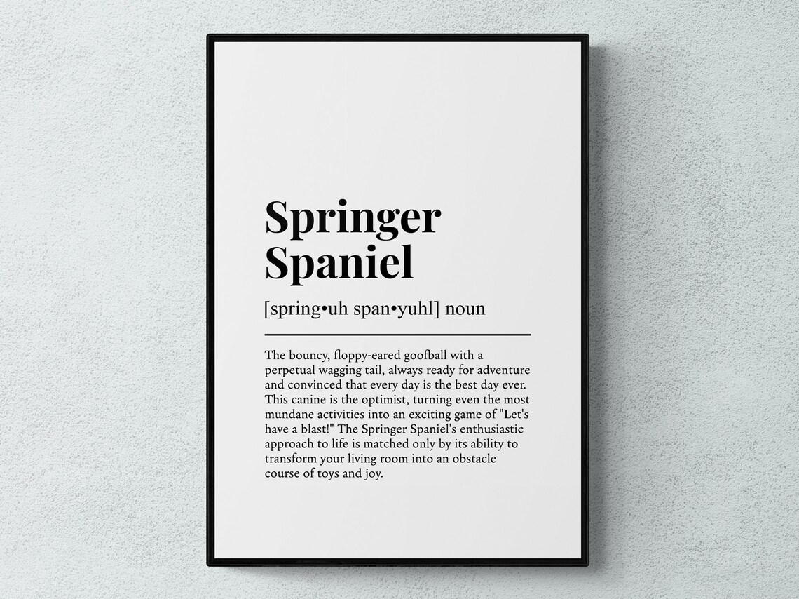 Springer Spaniel Funny Definition Art Print