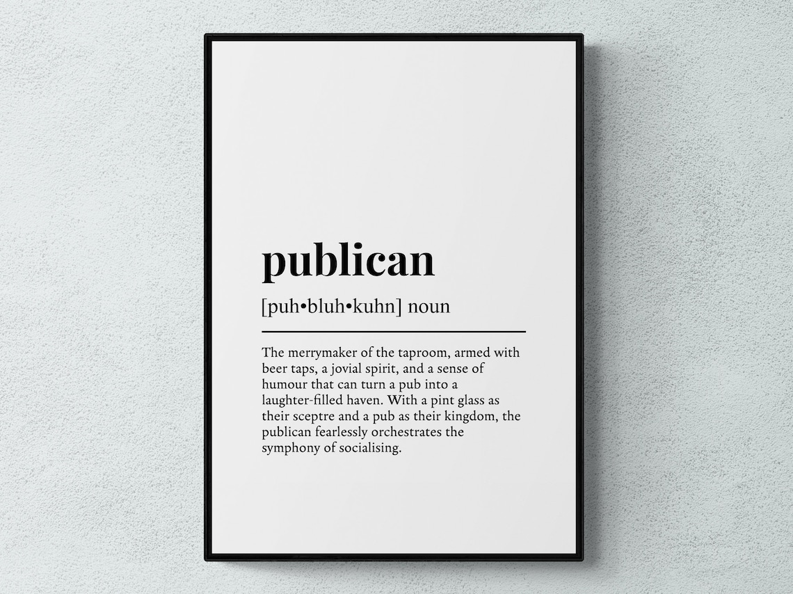 Publican Funny Definition Job Work Gift Wall Art Print