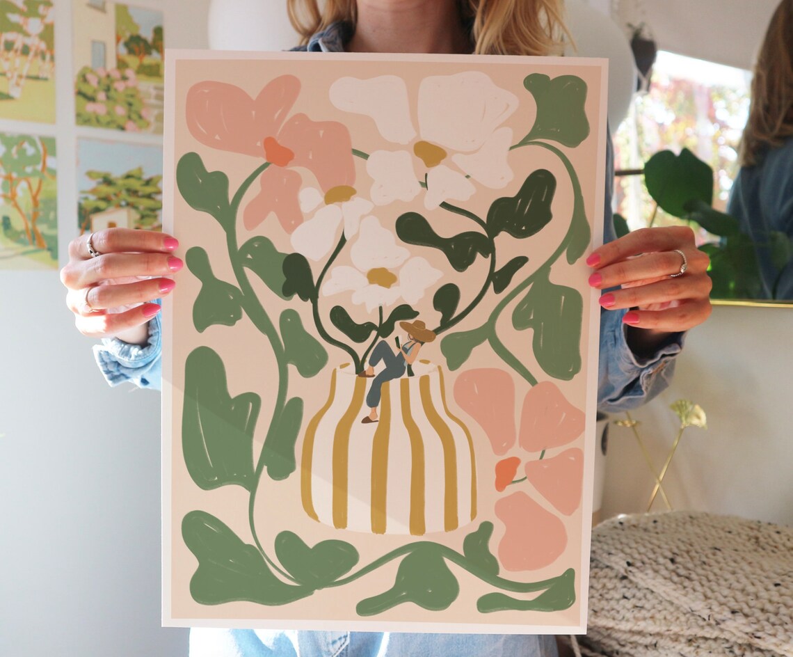 Bloom Reading Floral Art Print by Sabina Fenn - Image 4