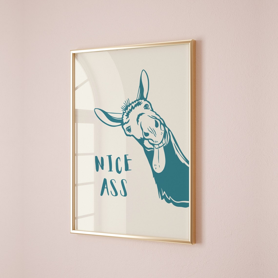 Teal Blue Donkey Nice Ass Playful Funny Bathroom Humor Poster - Image 2
