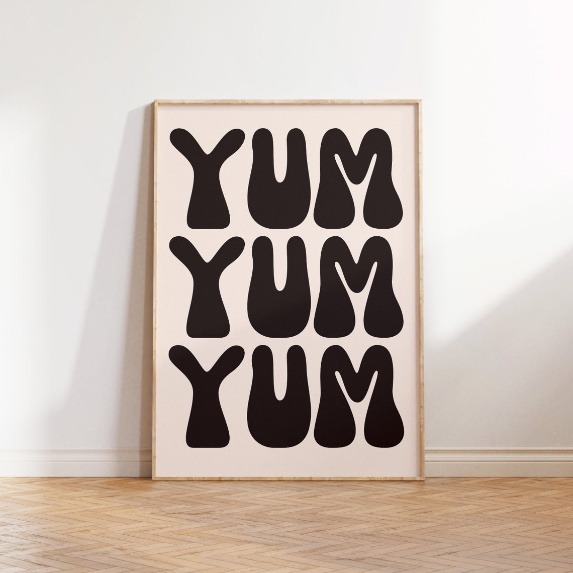 Yum Yum Yum Bold Black Retro Bubble Typography Kitchen Poster