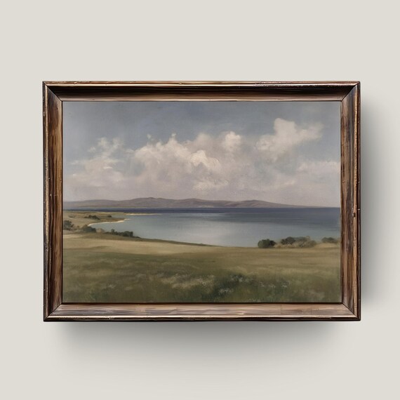 Coastal Path By The Sea Serene Landscape Oil Painting Pastoral Wall Art